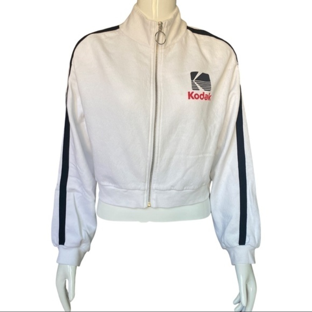 H&M DIVIDED KODAK White Zip Up Cropped Sweater - Picture 2 of 6